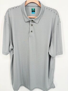 Pro Tour Cool Play Men's XL Gray White Stripe Short Sleeve Polo Golf Shirt